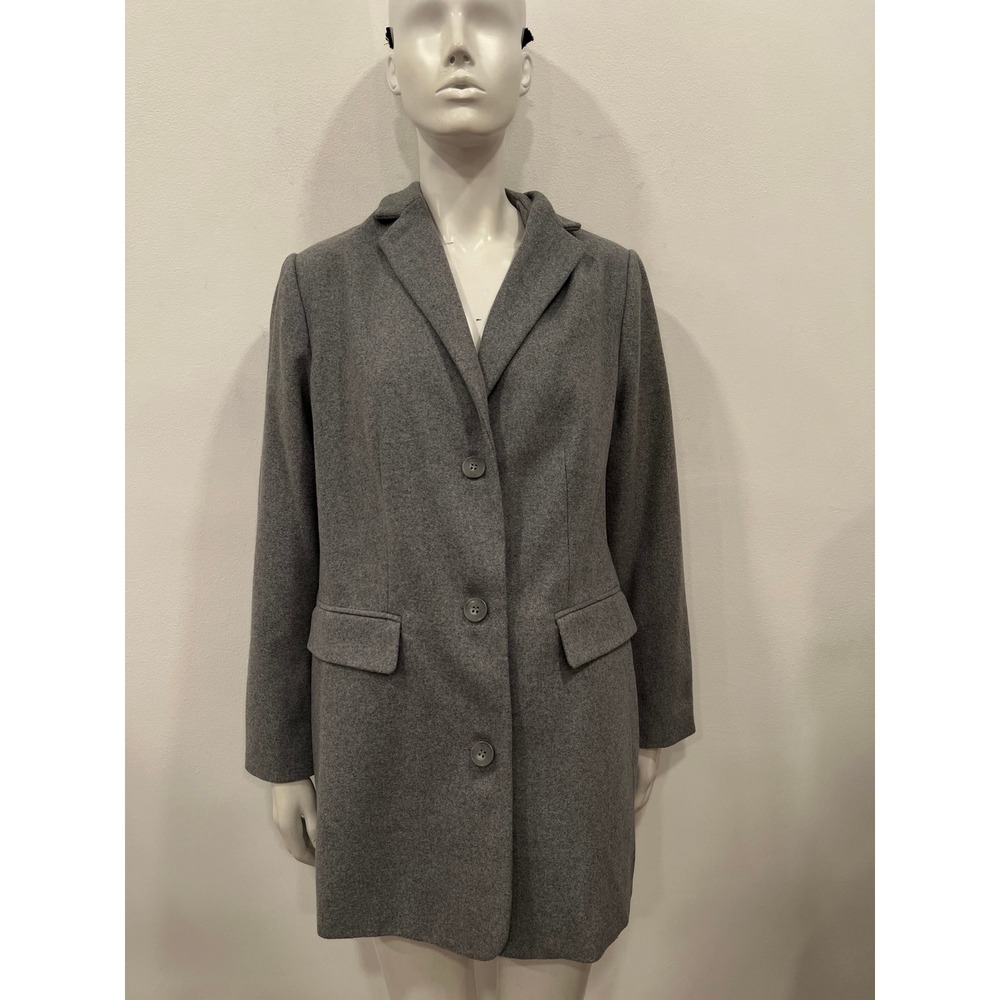 Ellos Blazer Coat Women's 12W Gray Wool Blend Three Button Dress Coat Jacket New